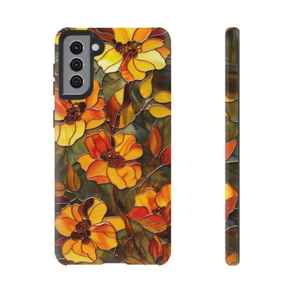 Orange Floral Phone Case Stained Glass Style