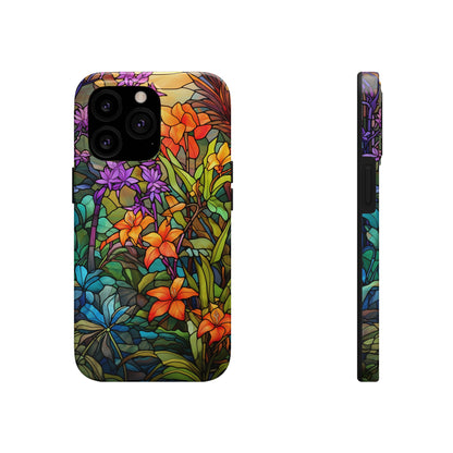 Stained Glass Phone Case Floral Aesthetic Art Nouveau Retro Samsung Galaxy Phone Tough Case iPhone 14 Plus 13 12 7 8 Se Hippie Boho