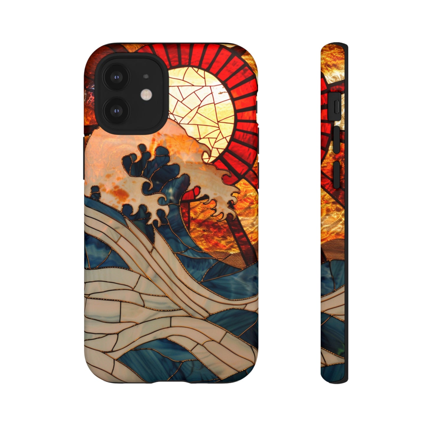 Japanese Rising Sun Phone Case Stained Glass Ocean Wave