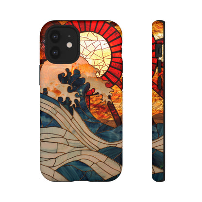 Japanese Rising Sun Phone Case Stained Glass Ocean Wave