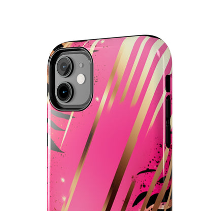 Elegant Wilderness: Pink & Gold Tiger Stripes | Mesmerizing Lush iPhone Case