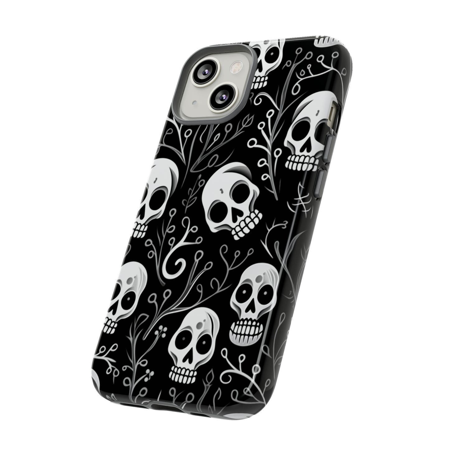 Join the Goth Side: Black Skull Floral Print | Mystical Elegance Case for iPhone, Samsung Galaxy, and Google Pixel