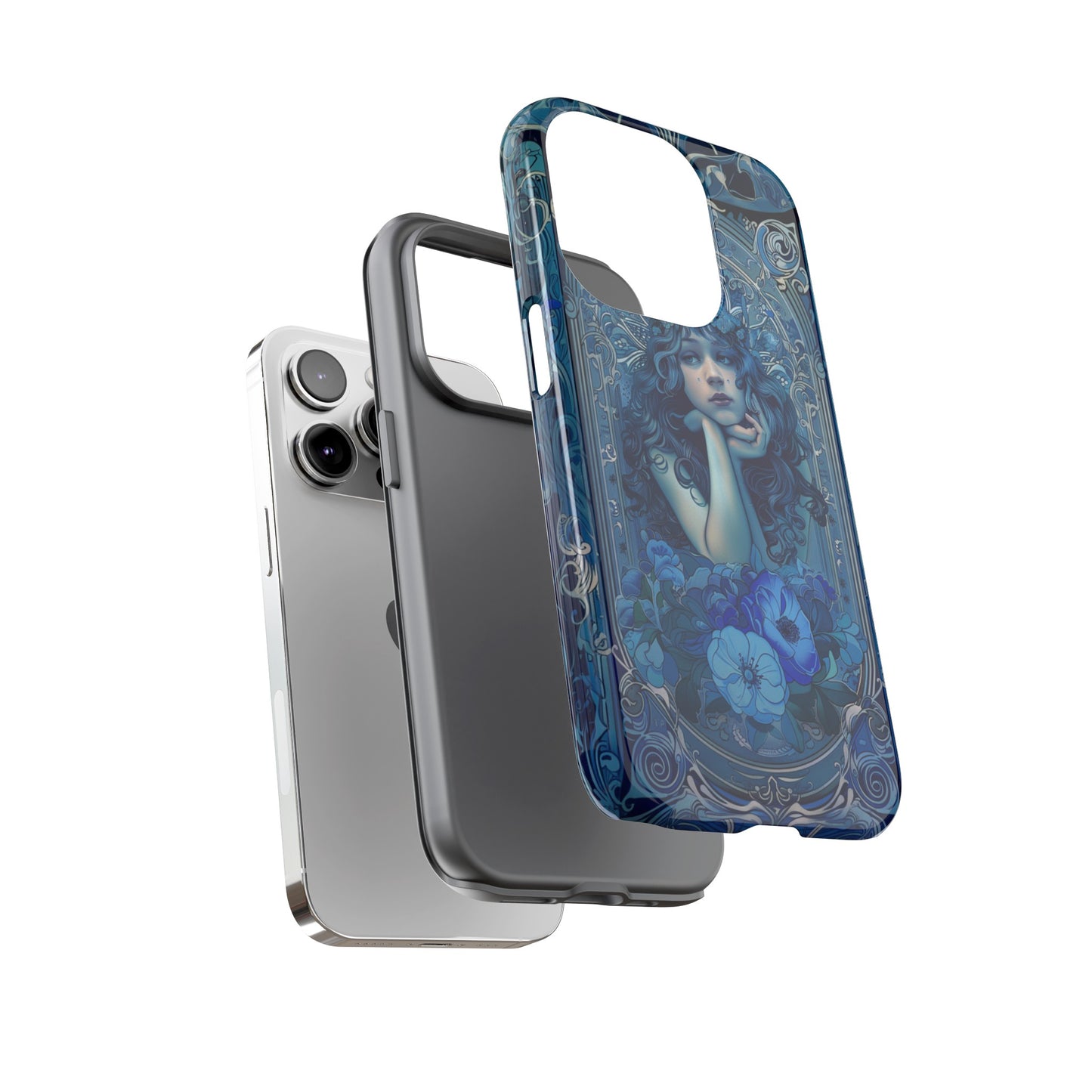 Blue Floral Art Nouveau Style Phone Case