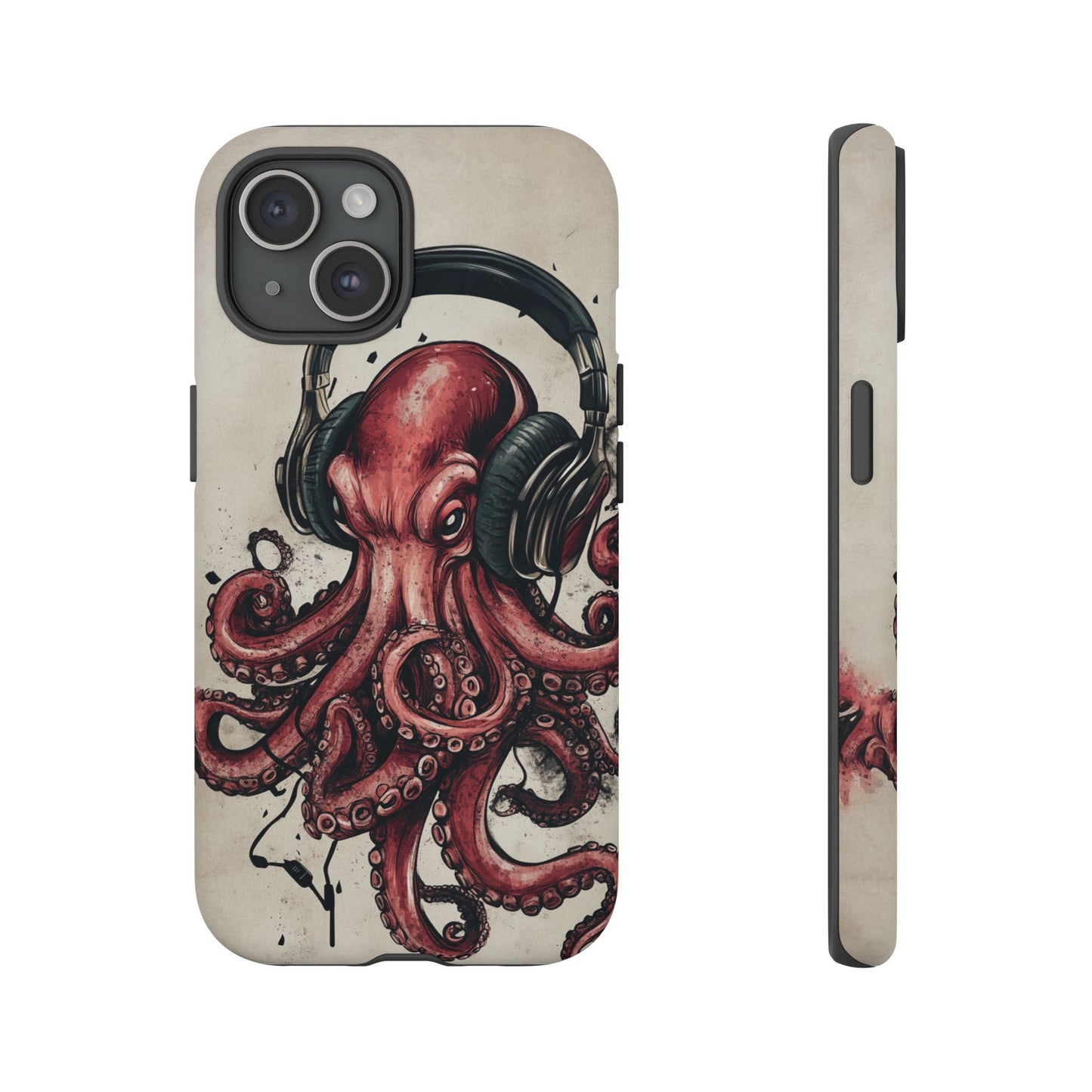 Retro Style Japanese Octopus Listening to Headphones Phone Cover