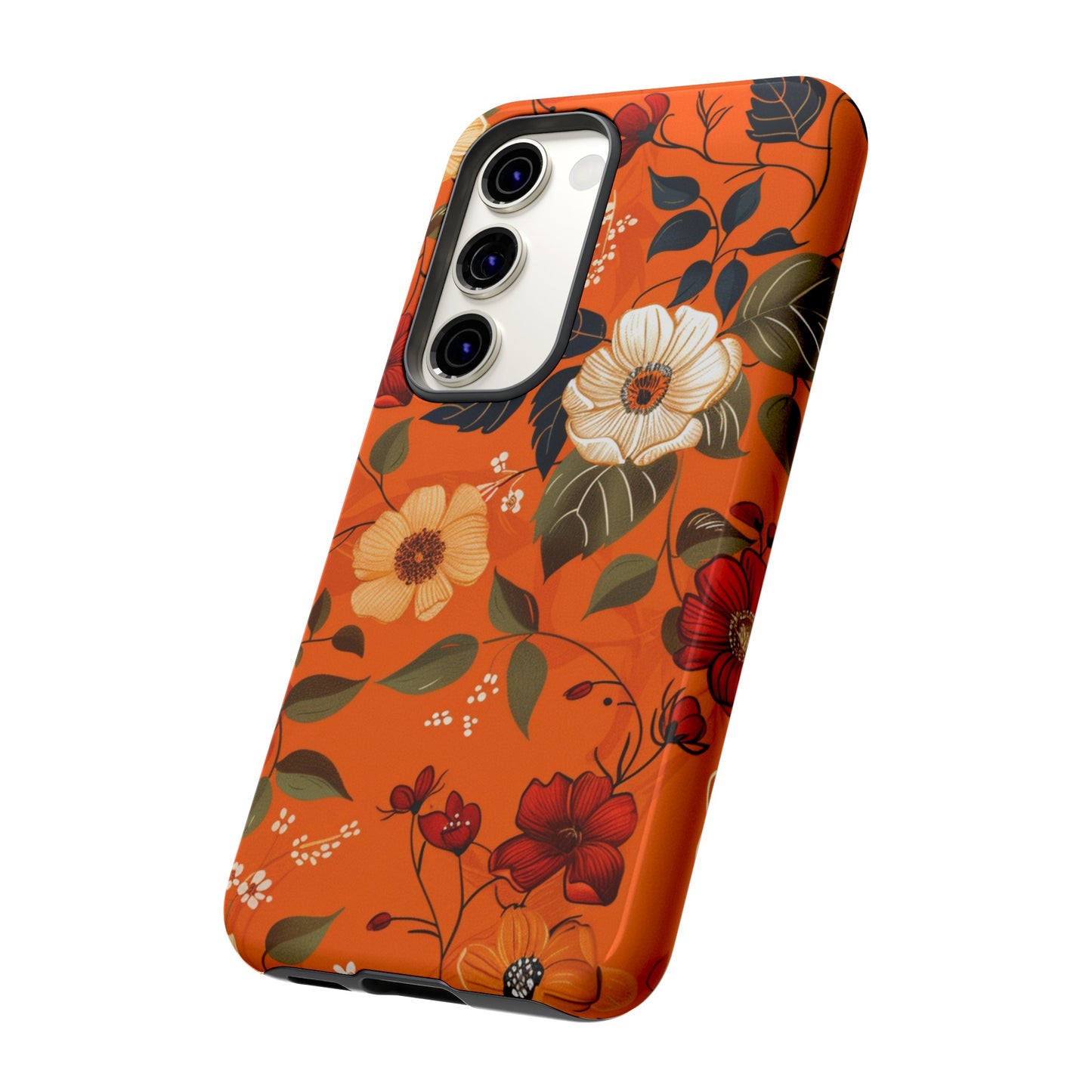 Orange Floral Phone Tough Case