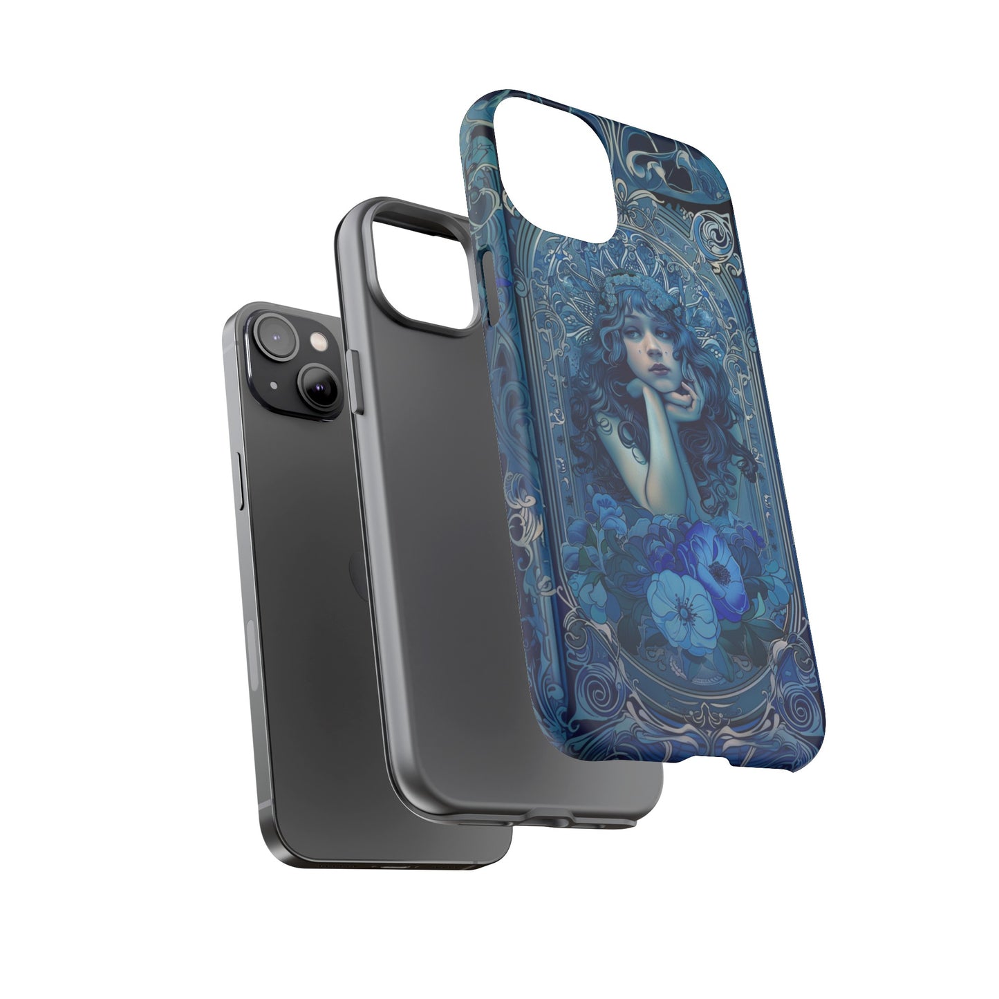 Blue Floral Art Nouveau Style Phone Case