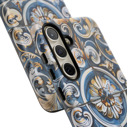 Azulejo Porcelain Blue & Creamy White Tile Mediterranean Design Phone Case