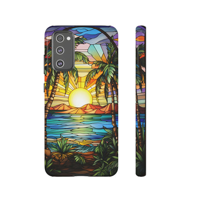 Tropical Stained Glass Sunset Beach