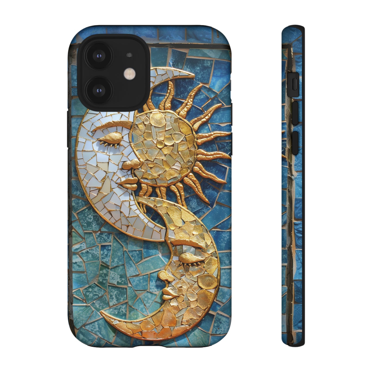 Boho Sun and Moon Mosaic Tile Stained Glass Phone Case