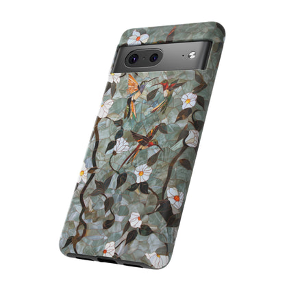 Stained Glass Hummingbirds and Flowers iPhone Case