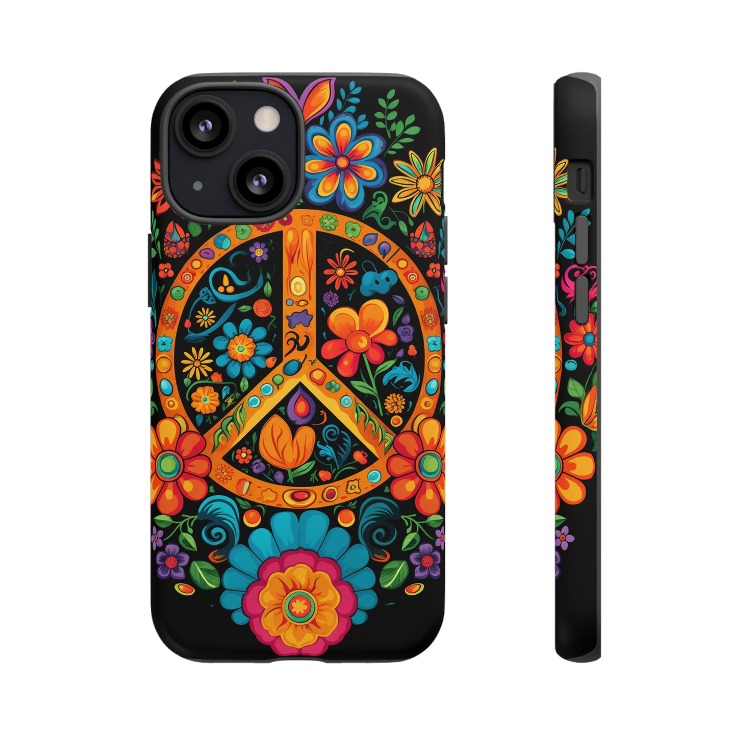 Peace Sign Embroidery Floral Hippie Style Phone Case