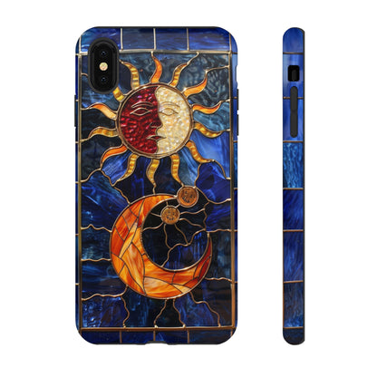 Celestial Stained Glass Moon and Stars iPhone 15 Case