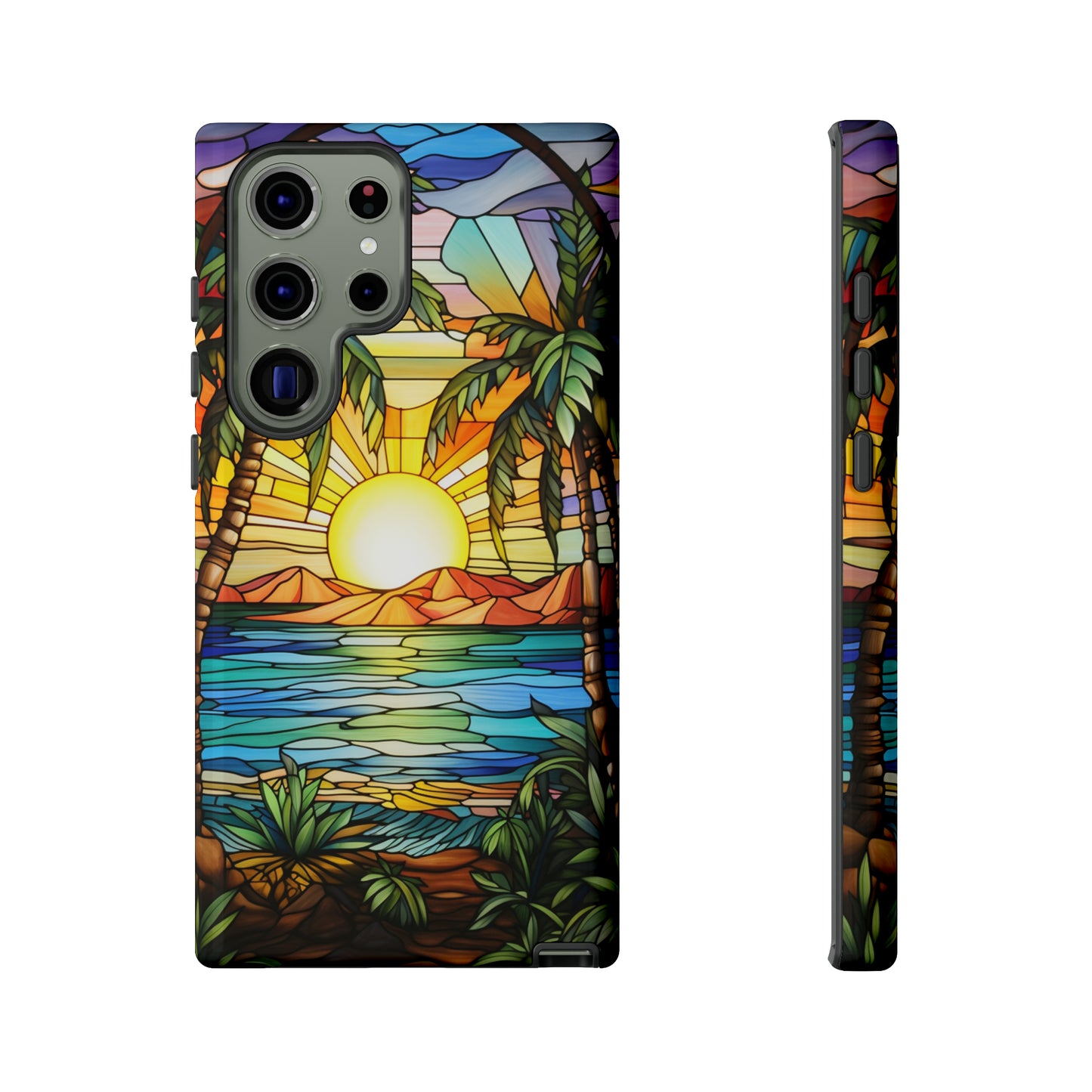 Tropical Stained Glass Sunset Beach