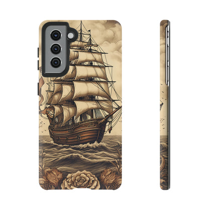 Vintage Tattoo Style Pirate Ship Phone Case