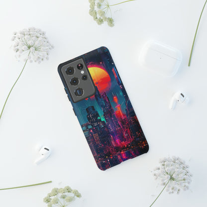 Cyberpunk Full Moon Cityscape Phone Case