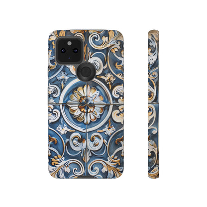 Azulejo Porcelain Blue & Creamy White Tile Mediterranean Design Phone Case