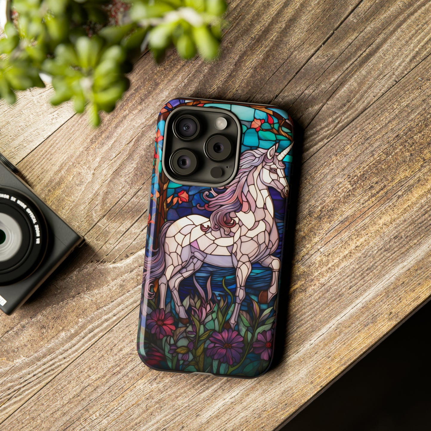 Unicorn Stained Glass iPhone, iPhone Case Retro Samsung Galaxy Phone Tough Case iPhone 15 14 Plus 13 12 7 8 Se Hippie Boho Style