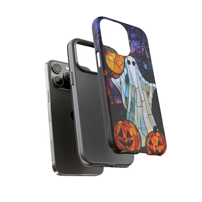 Stained Glass Halloween Ghost and Jack-o'-Lanterns Phone Cover