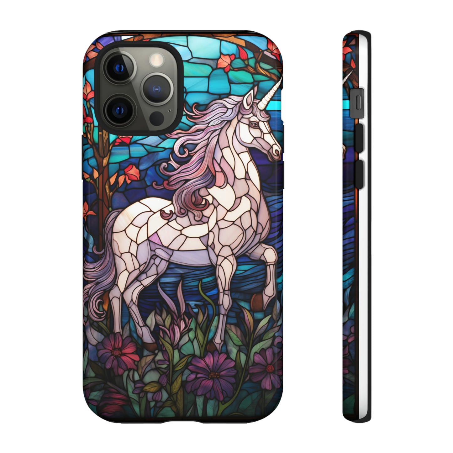 Unicorn Stained Glass iPhone, iPhone Case Retro Samsung Galaxy Phone Tough Case iPhone 15 14 Plus 13 12 7 8 Se Hippie Boho Style