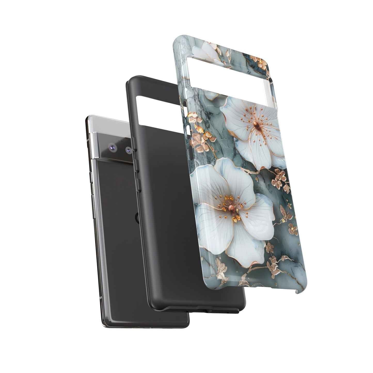 White Flower on Marble Stone  Phone Case