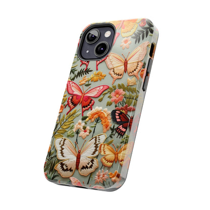 Embroidery Butterflies iPhone Case | Whimsical Elegance and Nature's Beauty in Handcrafted Detail