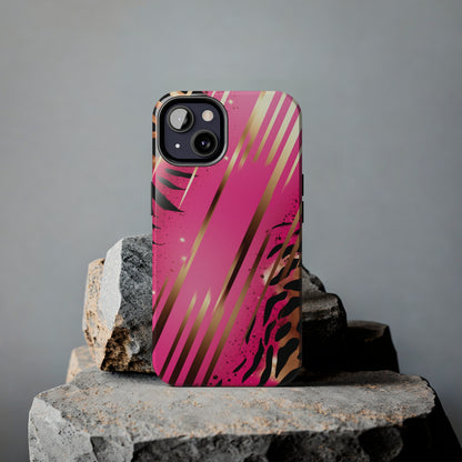 Elegant Wilderness: Pink & Gold Tiger Stripes | Mesmerizing Lush iPhone Case