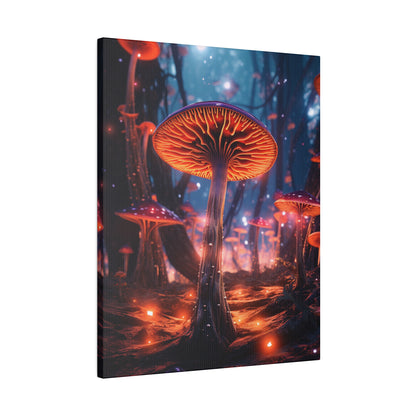 Enchanting Magic Mushroom Psychedelic Forest Bioluminescence - Matte Canvas, Stretched