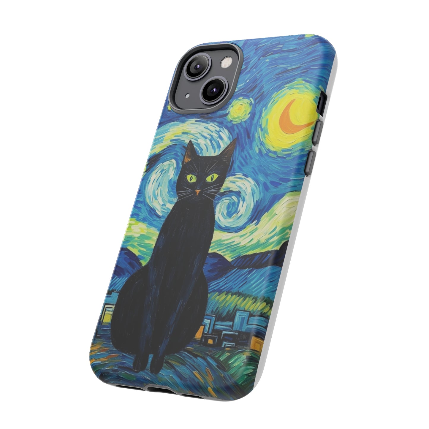 Starry Night Van Gogh Black Cat iPhone, Samsung Galaxy, Google Pixel  Case | Embrace Artistic Whimsy and Feline Charm