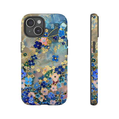 Forget Me Nots Gold Color Splash Floral Design Phone Case