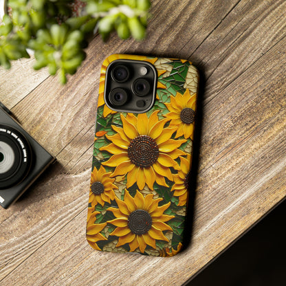 Sunflower Floral Color Explosion Mosaic Glass