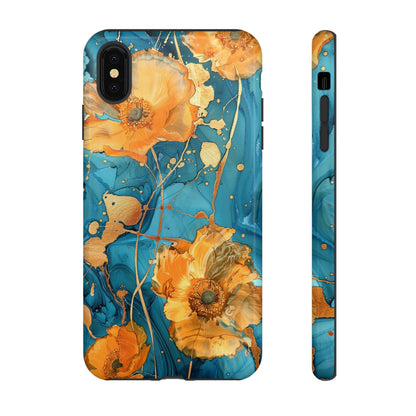 Gold Poppies Color Splash Floral Design Phone Case