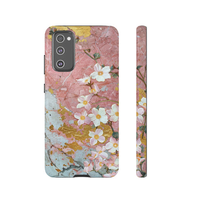 Pink Forget Me Nots Gold Floral Phone Case