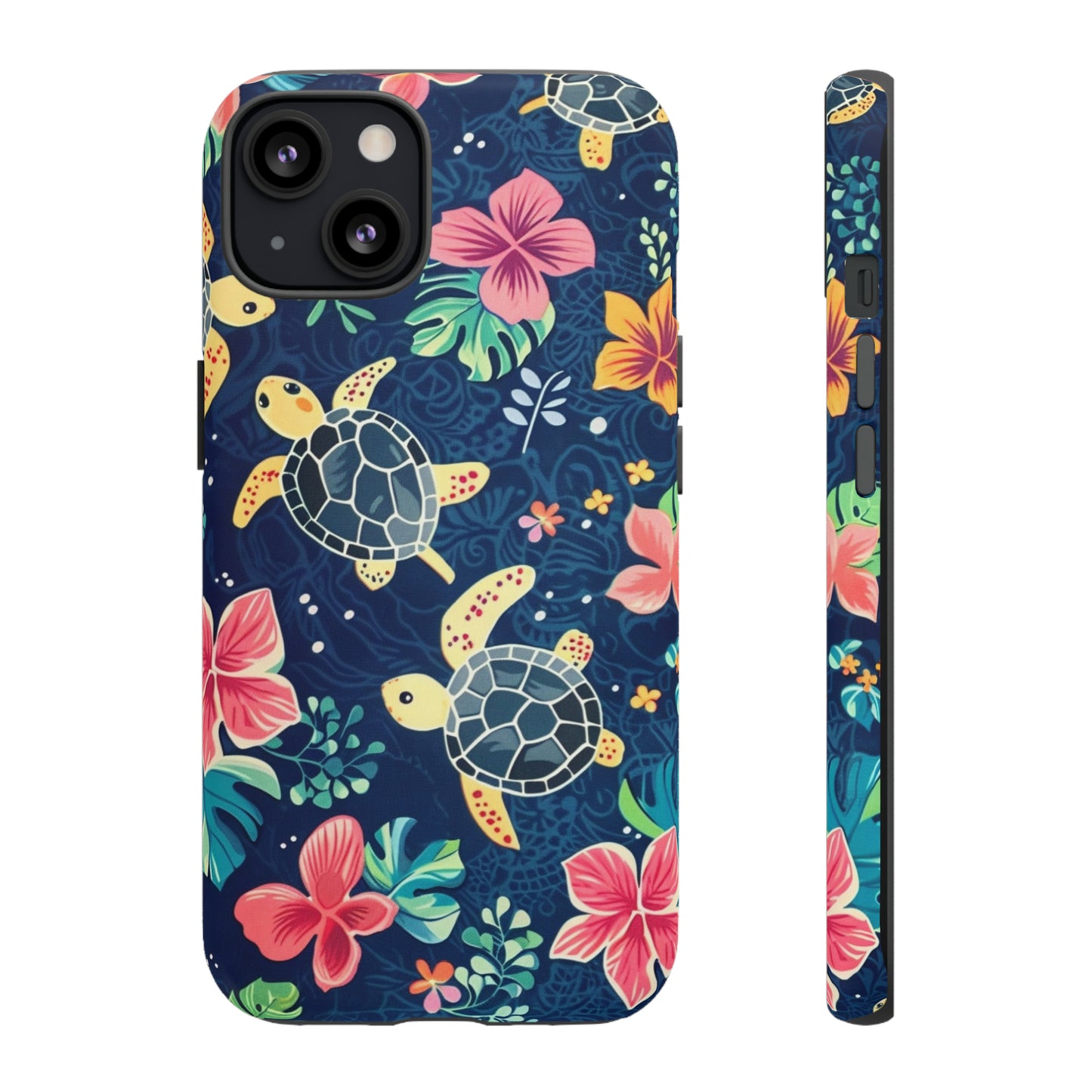 Undersea Floral Blue Sea Turtle Phone Case