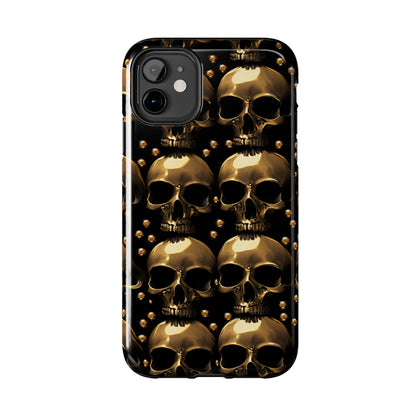 iPhone Case Golden Enigma: Where Goth Meets Glamour | Gold Skulls iPhone Tough Case