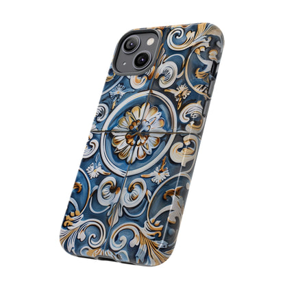 Azulejo Porcelain Blue & Creamy White Tile Mediterranean Design Phone Case