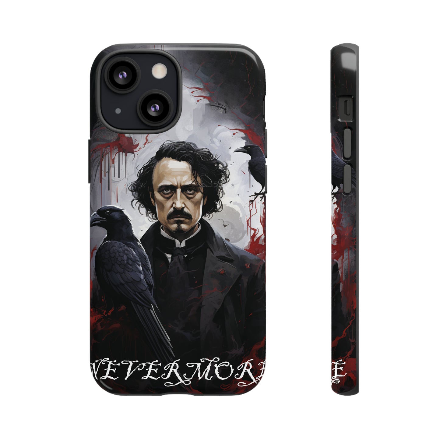 Nevermore Edgar Allen Poe, gothic Raven, Retro Samsung Galaxy Phone iPhone 15, 14 Plus 13 12 7 8 Se Horror Dark Academia Style goth Vibe