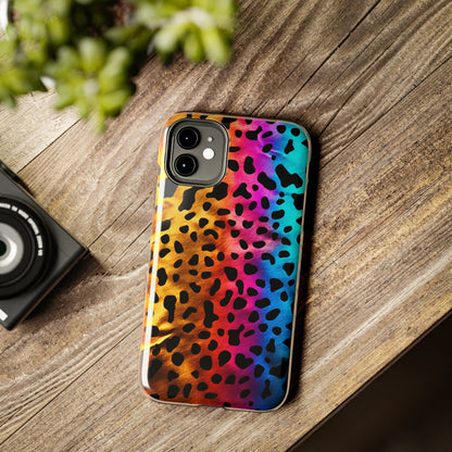 Kaleidoscopic Wild: Psychedelic Rainbow Leopard Print | Dazzling iPhone Case