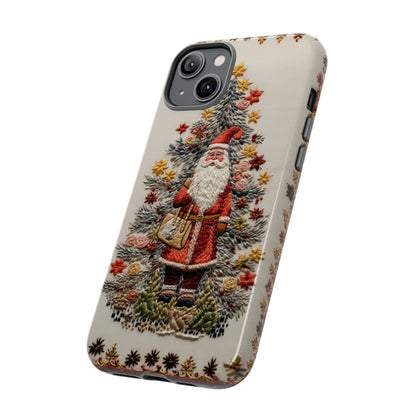 Vintage Embroidery Christmas Santa Phone Case