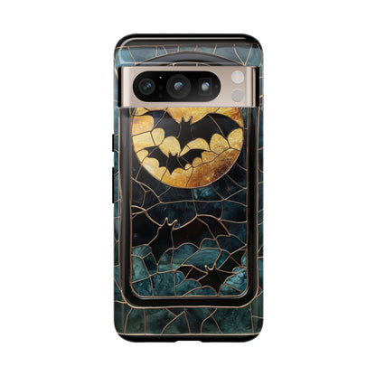 Halloween Phone Case Bats Stained Glass Style Spooky Moon Phone Cover