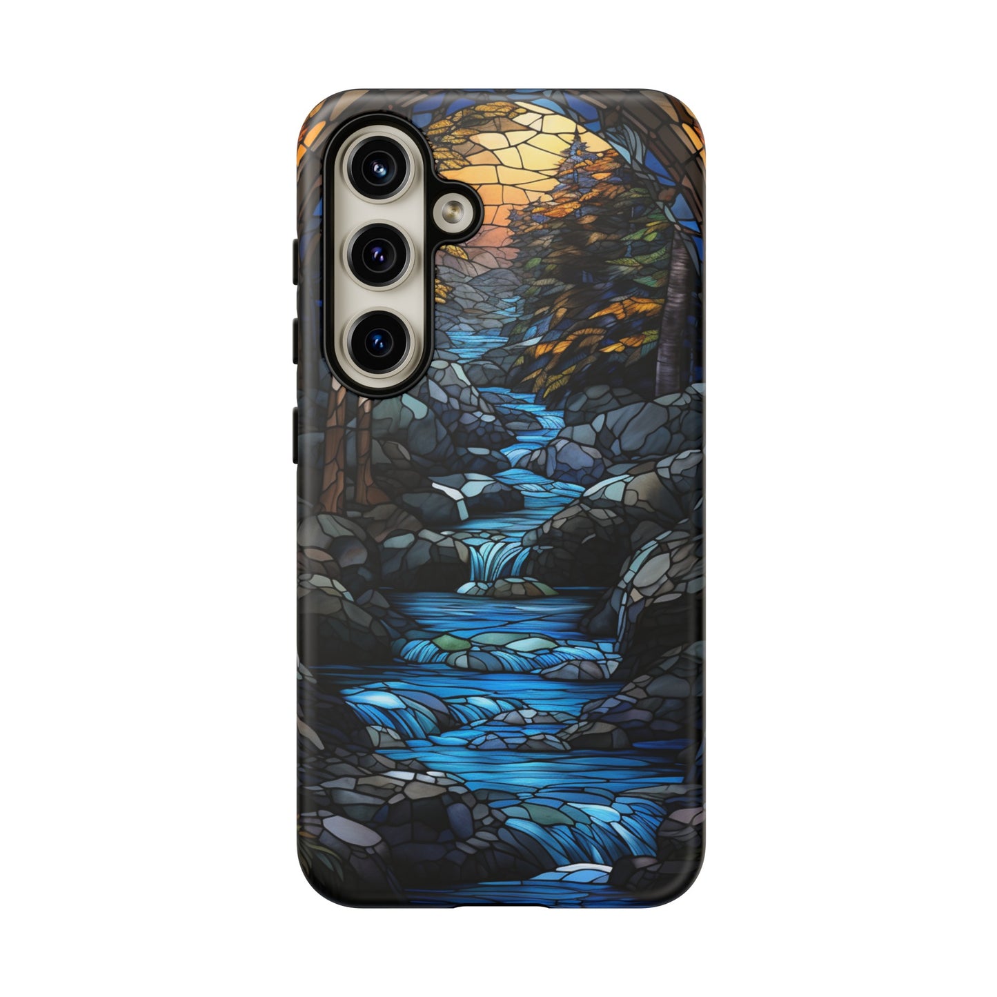 Stained Glass Stone Bridge and River Art Phone Case