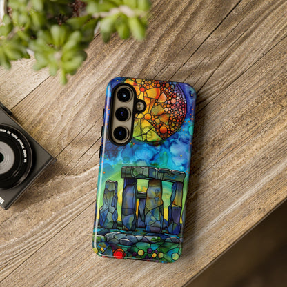 Stonehenge Neolithic Full Moon Stained Glass Watercolor Phone Cover