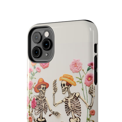 Dancing Halloween Skeletons Embroidery iPhone Case | iPhone X to iPhone 14 Pro Max