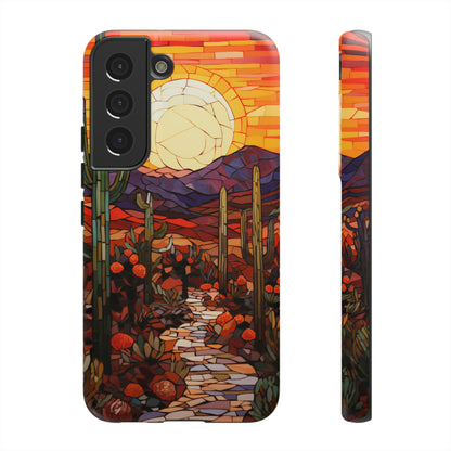 Desert Sunset Cactus Mosaic Tile