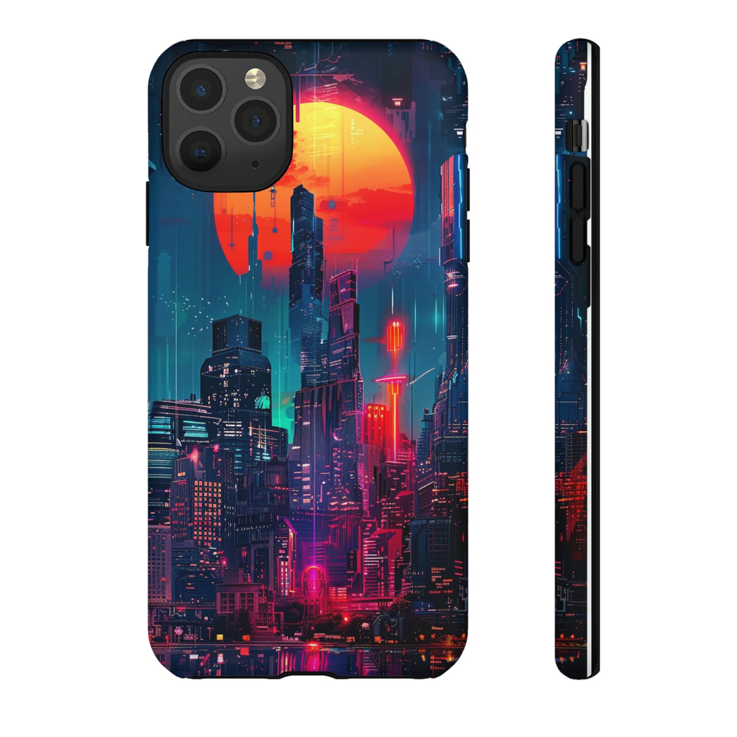 Cyberpunk Full Moon Cityscape Phone Case