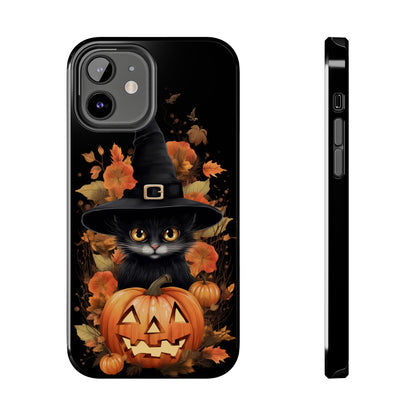 Trick or Treat Delight: Adorable Witch Cat Halloween Celebration | Whimsical iPhone Case