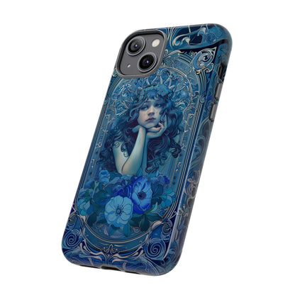 Blue Floral Art Nouveau Style Phone Case