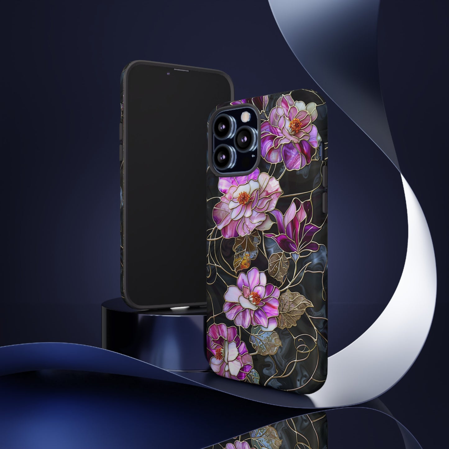 Magenta Color Floral Stained Glass Phone Case