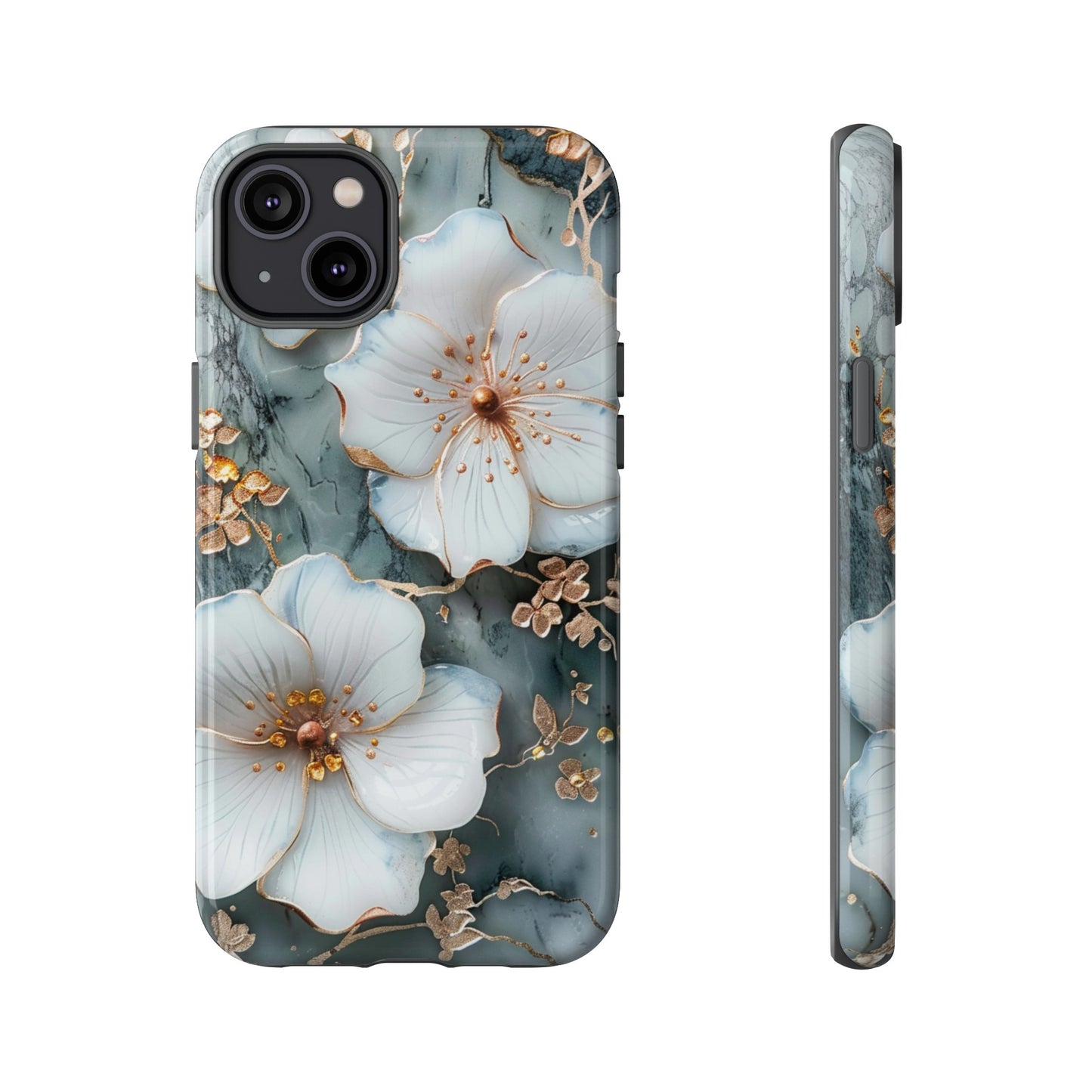 White Flower on Marble Stone  Phone Case