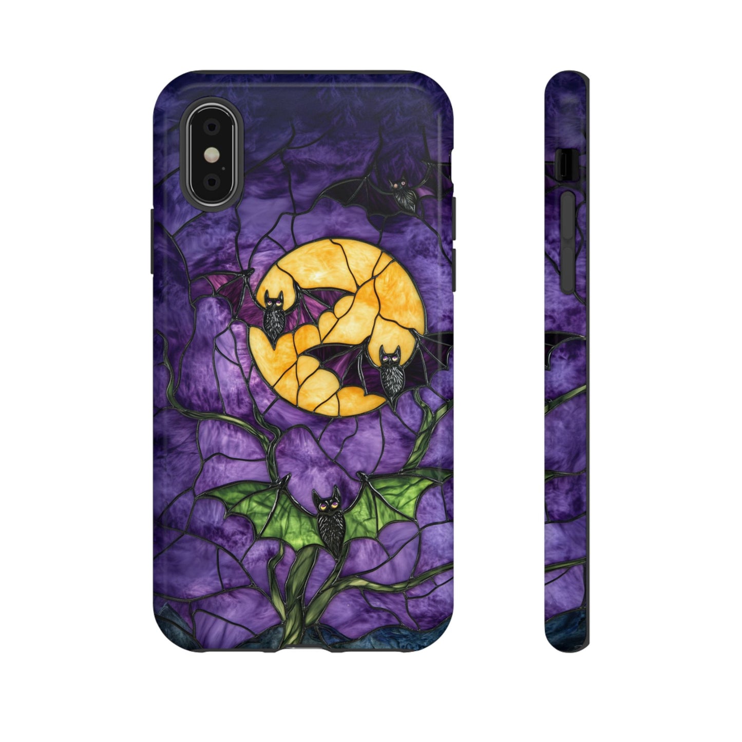 Full Moon Stained Glass Style Halloween Bats Phone Case