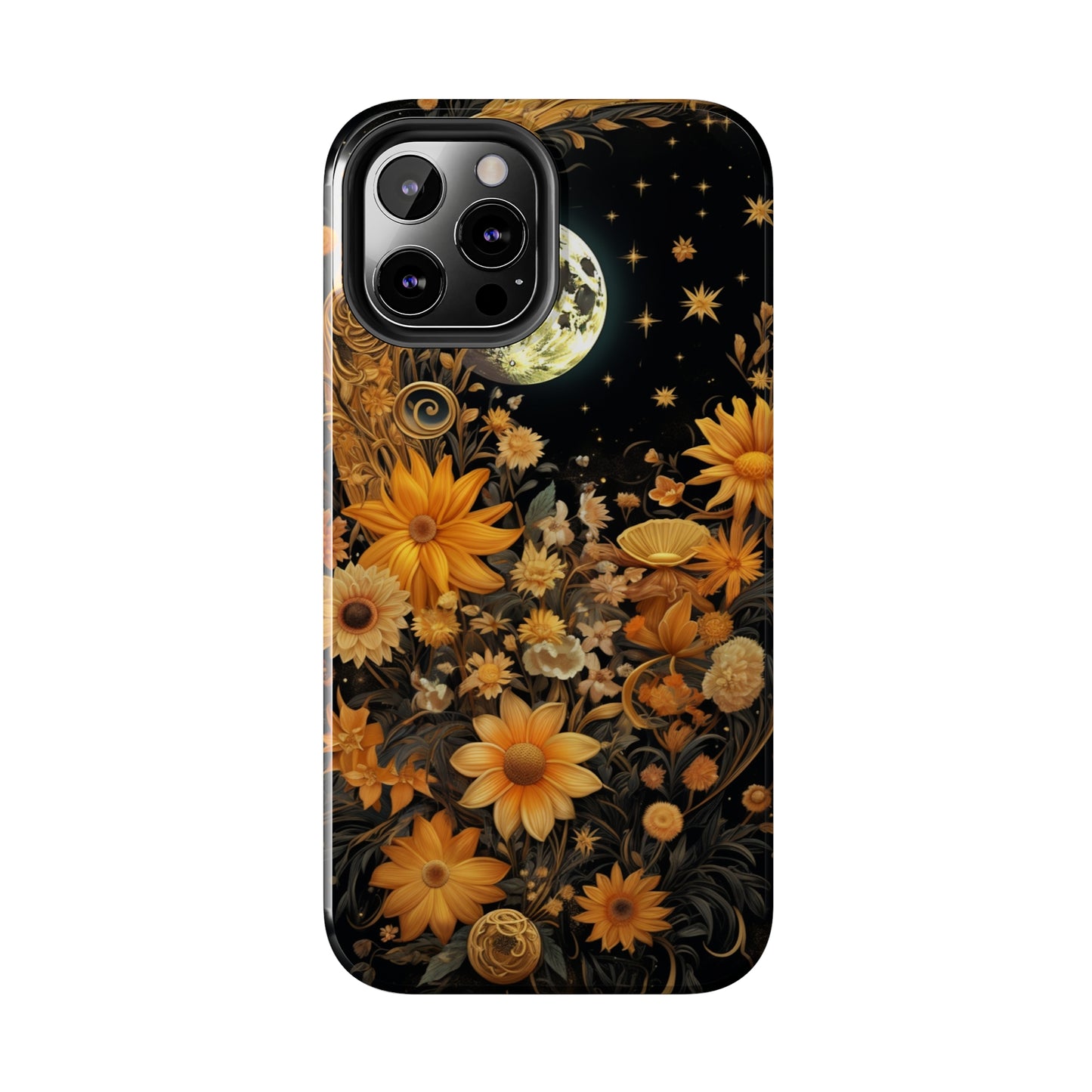 Cottagecore Floral Sun Moon Stars iPhone Case | Embrace Mystical Nature's Beauty